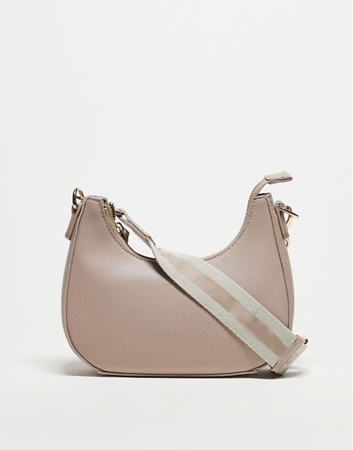 Valentino zero shoulder bag with crossbody webbing strap in cream