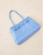 embellished jacquard bag co-ord in cornflower blue